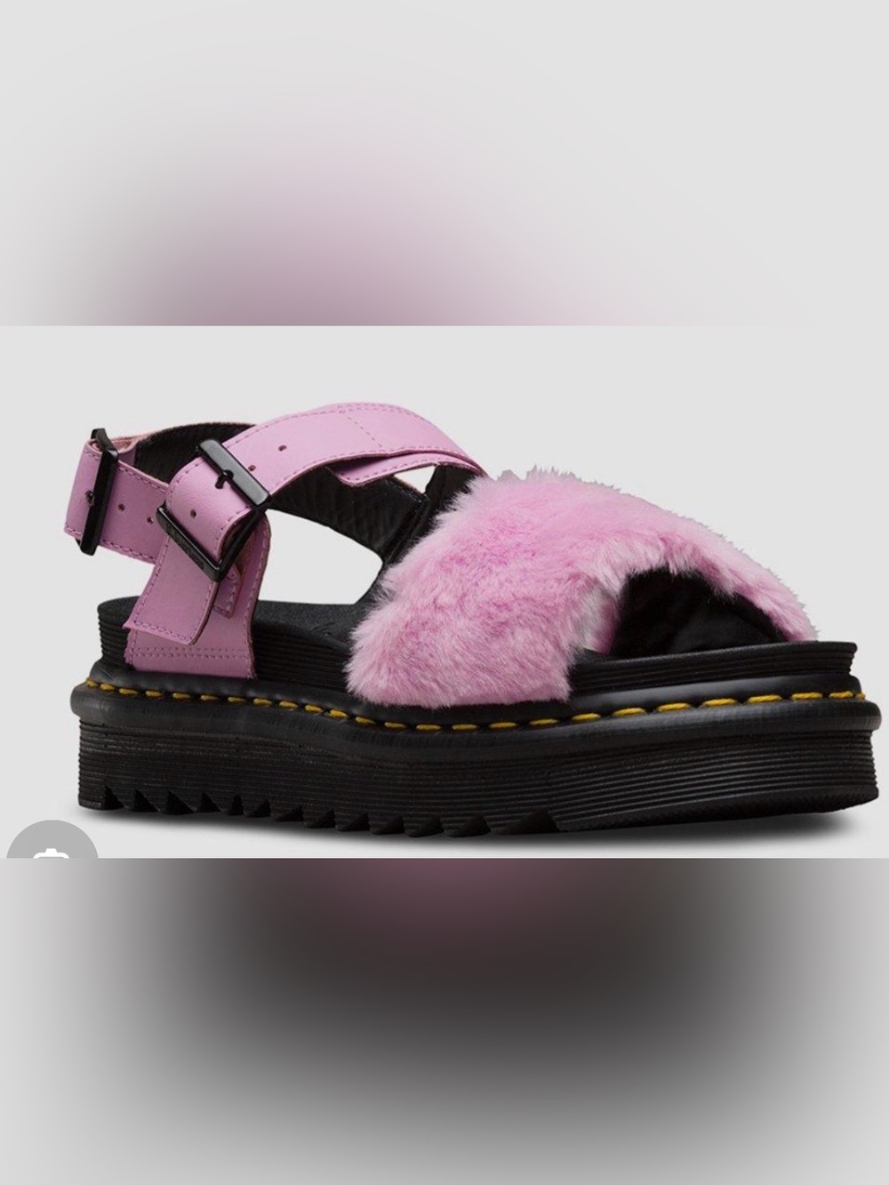 Dr. Martens Pink Fuzzy Platform Sandals